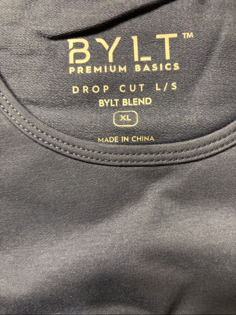 BYLT Basics Premium Drop-Cut Long Sleeve Shirt Blue XL - Picture 2 of 5